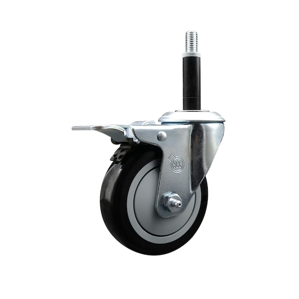4'' Black Poly Swivel 3/4'' Expanding Stem Caster Total Lock Brake